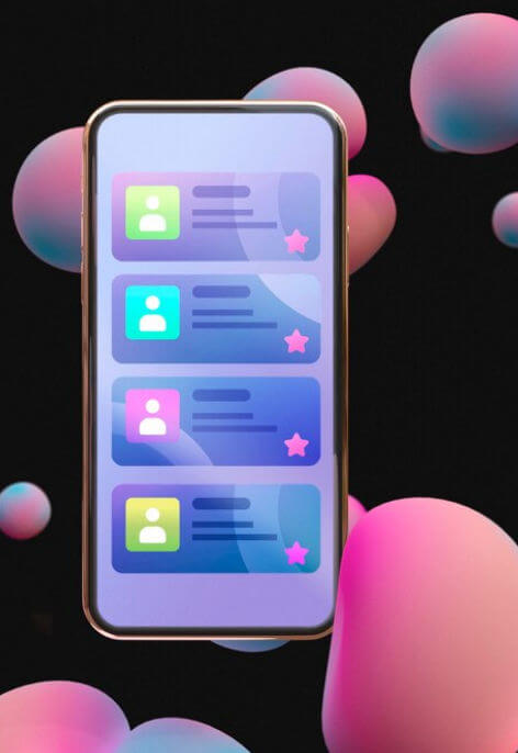 Illustration of member profile cards displayed on a phone